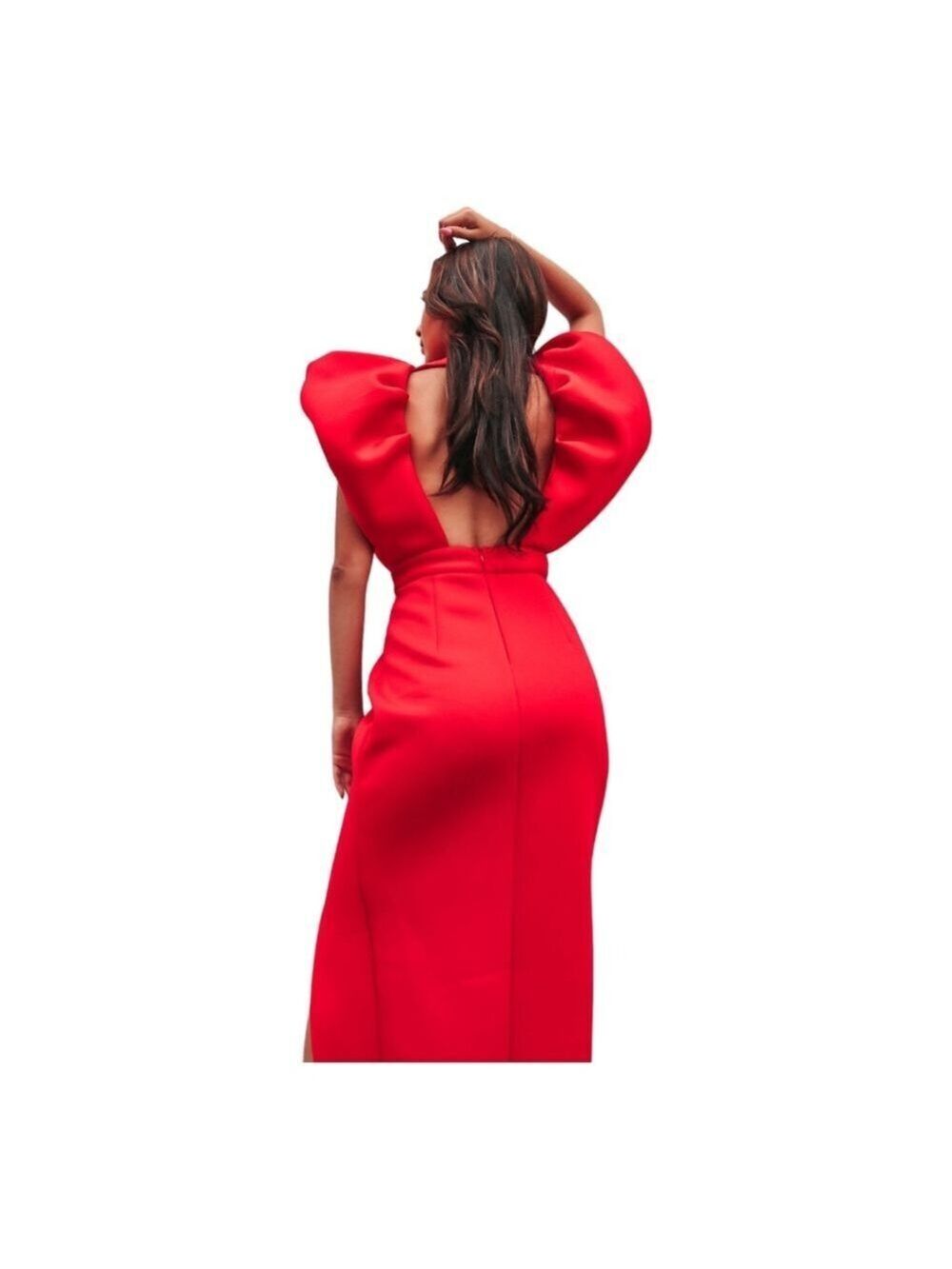Elegant Red Floor Length Gown, Size L - Picture 2 of 9